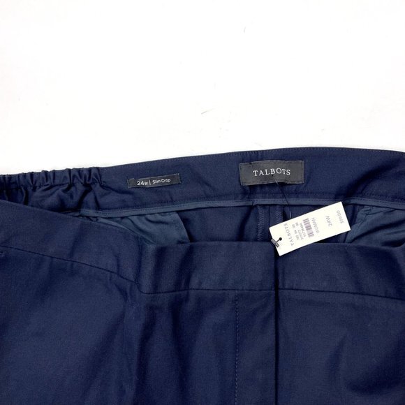 Talbots Slim Crop Pants Women 24W NWT $99 Stretch Cotton Elastic Waist Scallop - Picture 10 of 12